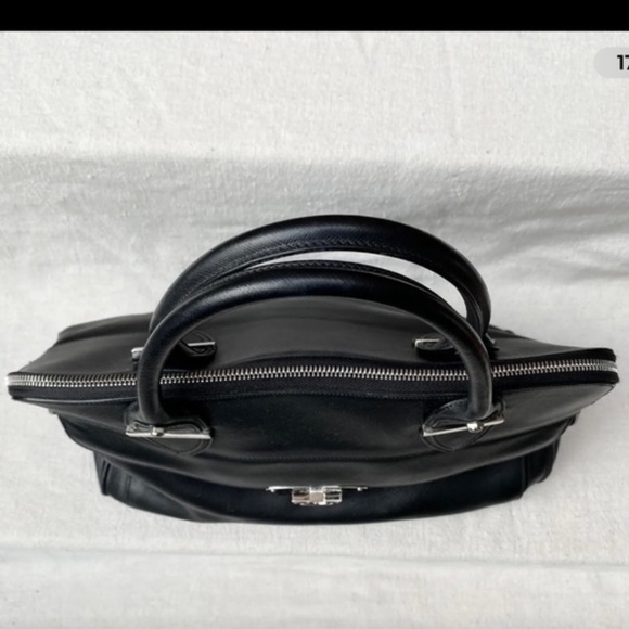 Salvatore Ferragamo Authentic Black Top Handle Bag Saffiano Leather EC - Picture 11 of 16